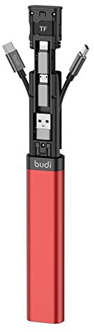 Adaptateur USB Multifonction - Câble de Chargement -Stockage de SIM Carte Câble Stick pour Voyages, Câble de données Boîte de carte SD Chargeur sans fil 15w pour IPhone Huawei (Rouge)