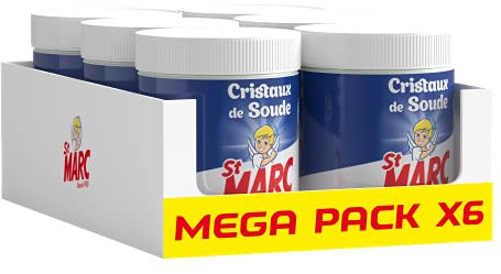 St Marc Cristaux de Soude Nettoyant Multi-Usage 100% d'Origine Naturelle 6 x 650 g - Dégraisse, Débouche et Nettoie les extérieurs