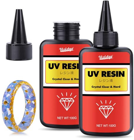 UV Harz 200g - Klar UV Harz Harte Solar Schnellhärtende UV Kleber für DIY Schmuckherstellung, Handwerk - Geruchsarmerz Blasenfreies UV Epoxidharz für Harz Formen, Schmuck, Anhänger, Gießen, Malen