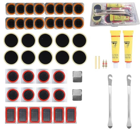 DuDuZui Fahrrad Reifenflickzeug Set, 50 Stück Reifenflickzeug Reparaturset Metall-Reifenheber Fahrradflickenzeug Fahrradreifen für Rennrad Mountainbike Pendler Bikes