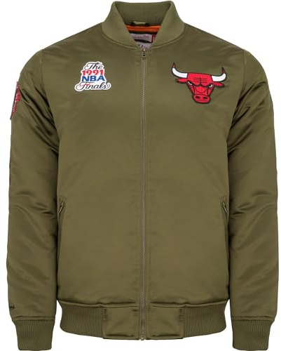 Mitchell & Ness NBA Satin Bomber Jacket Chicago Bulls olive
