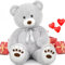 MorisMos 130cm Riesen Teddy Teddybär, 1.3m Grau Teddy bär groß XXL Kuscheltier Stofftier Plüschbär,Kinder Mädchen Freundin Frauen Mutter