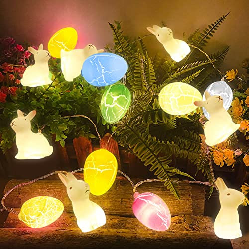 TaimeiMao 3 Meter 20 LED Ostern Lichterketten,Osterhase Oster Lichterkette,Osterei Ostern Lichter,Eier Lichterketten,Ostereier Lampen,Osterhase Lichterkette Batteriebetrieb für Ostern Party Dekoration