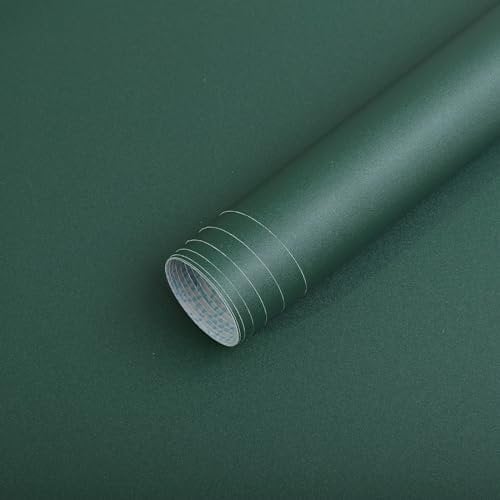 CiCiwind Self Adhesive Wallpaper Dark Green Contact Paper 40×300cm Peel and Stick Wallpaper Green Thicken Sticky Back Plastic Waterproof Living Room Bedroom Wall Furniture Decorative Vinyl Film