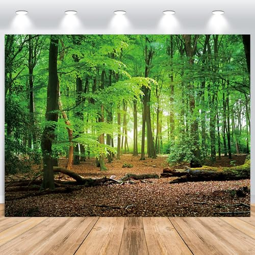 ASDCXZ Forest Backdrop 3.6x3m, Green Vinyl Photography Backdrop for Birthday, Baby Shower, Party, Portrait Studios