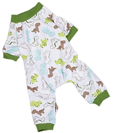 Housoutil Hundekleidung Baumwollpyjama Mit Dinosaurier-Muster Für Haustiere Warme Partykleidung Für Hunde Zum Schlafen Und Spazierengehen Robust Und Bequem