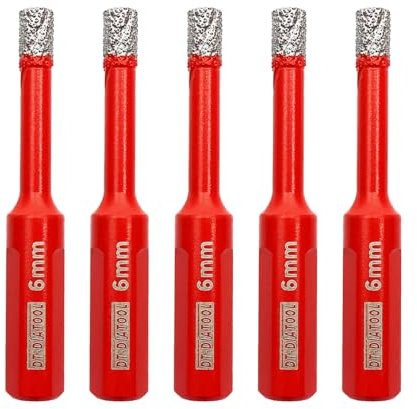 DT-DIATOOL Foret à carrelage diamanté 6mm 5 pièces Scie cloche diamantée à tige triangulaire pour carrelage porcelaine céramique marbre granit maçonnerie pierre de quartz