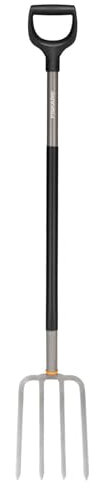 Fiskars Forcone per Terreni Duri e Sassosi, con 4 Rebbi, Lunghezza: 132 cm, Acciaio al Boro di Alta Qualità, Grigio/Nero, Ergonomico, 1070679