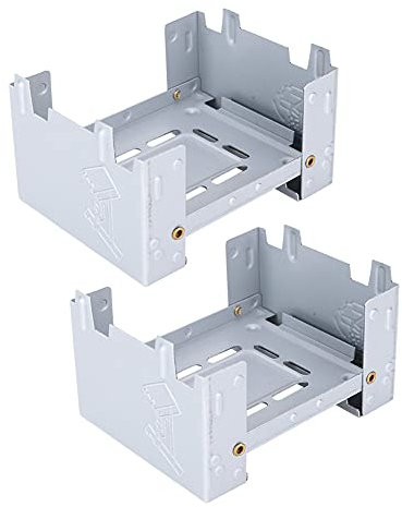 Fornello da Campeggio da 2 Pezzi, Fornello a Spirito Portatile Multifunzionale Fornello da Viaggio All'aperto, Griglie a Spirito per Barbecue in Acciaio Inossidabile Irregolare All'aperto(Argento)