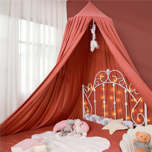 Odot Betthimmel Babybett, Betthimmel Mädchen und Jungen Himmelbett Vorhänge Kinder Baldachin Kinderzimmer Rund Hängende Princess Moskitonetz für Schlafzimmer Babyzimmer (60cm,Orange)