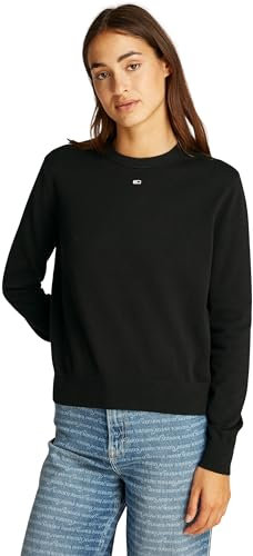 Tommy Jeans Donna Pullover Essential Crew in Cotone, Nero (Black), M