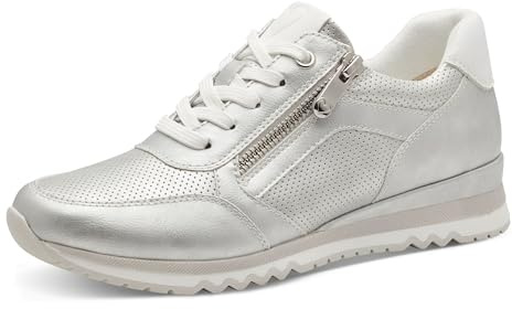 MARCO TOZZI Damen Sneaker flach mit Reißverschluss Vegan, Silber (Lt.Grey met.c.), 42 EU