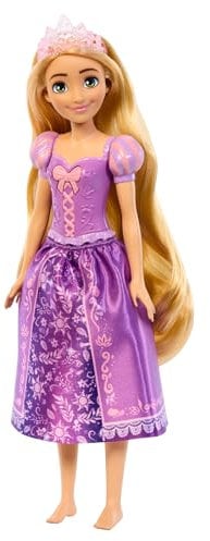 Mattel Disney Princess Rapunzel Cantante, bambola con look celebre, che canta 'Aspettando una nuova vita' in 4 lingue: Inglese, francese, tedesco, italiano dal film Disney Rapunzel,viola, JDC24