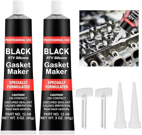 Auspuff Dichtmasse 2 Stück Hochtemperatur Silikon Dichtmasse Motor Motordichtmasse Hohe Temperaturbeständigkeit bis+350 ℃ zur Reparatur von Automobil-und Motorradmaschinen (85g, mit 2 Kleberextruder)