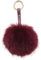 S.ROMZA Porte-clés à pompons en fausse fourrure artificielle - Porte-clés moelleux en peluche pour sac à main, sac à dos, portefeuille, pendentif pour femme (Vin Rouge)