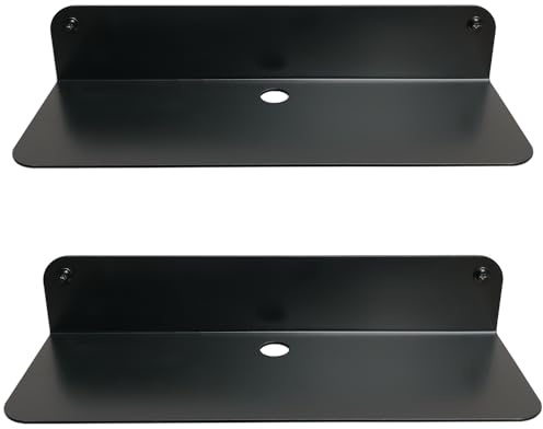 Galleksa Set of 2 Floating Metal Wall Mounted Shelves 32cm Black