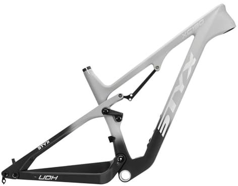 KLYso 29er Full Suspension Rahmen 17'' Carbon Enduro Softtail Fahrrad Rahmen DH/AM/XC 148mm Steckachse Boost Rahmen Disc Bremse Downhill Mountainbike Rahmen(G-Gray)