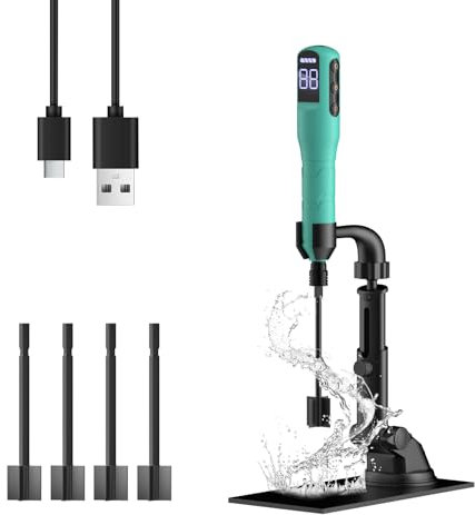 Miscelatore di resina con supporto | 3 velocità | Funzione di arresto temporizzato | 4 pale per miscelazione di epoxy resin, silicone, miscelazione di vernici, produzione di sapone, fai da te (nero)