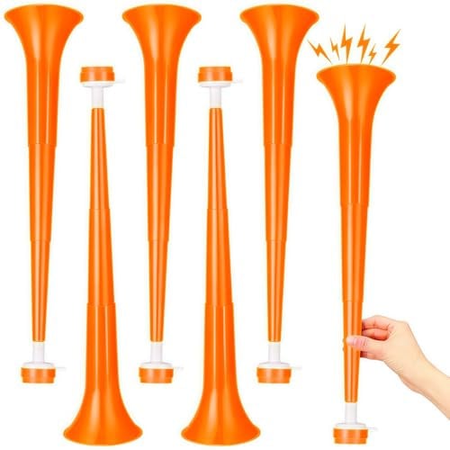 GCQJOQ 6 bocinas plegables para estadio, 21 pulgadas, trompeta de plástico Vuvuzela para eventos deportivos, carnavales, fiestas, color naranja