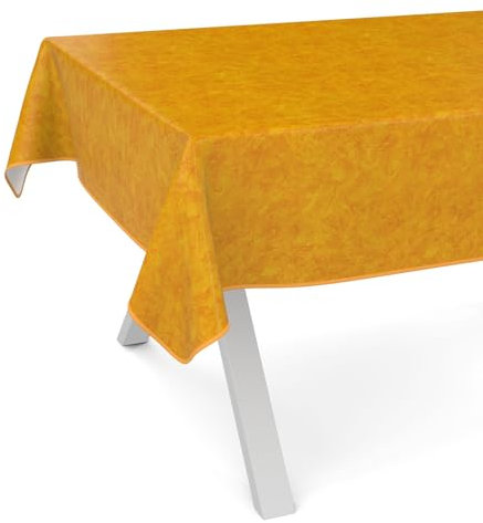 ANRO Wachstuchtischdecke Wachstischdecke Wachstuch Tischdecke abwaschbar Gartentischdecke Rund Oval Eckig 180x120cm mit Saum (Eingefasst) Marmor Orange