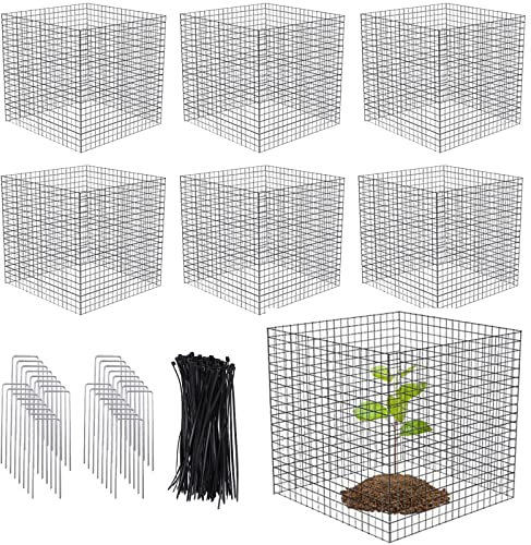 Mesh Plant Protectors 6 Pack Square Wire Plant Cages for Garden Protection Chicken Wire Cover to Protect Plants from Animals Ideal for Shrubs Vegetables and Flowers (30x30cm)