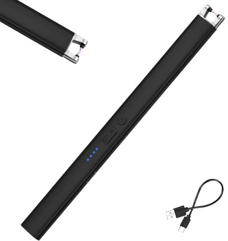 Gvolatee Mechero Electrico USB, Mecheros de Barra de Arco, Encendedor Electrico, Encendedores Recargables con Indicador de Batería, para Cocina de Gas, Chimenea, Barbacoa, Camping (Negro)