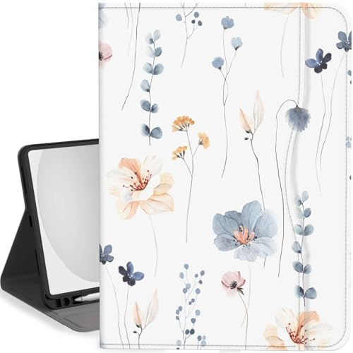 Feams Schutzhülle für iPad (A16) 11. Generation 11 Zoll 2025, iPad 10. Generation Hülle 10,9 Zoll 2022 Flip Stand Auto Sleep Cover mit Stifthalter & Tasche, einfache Blume