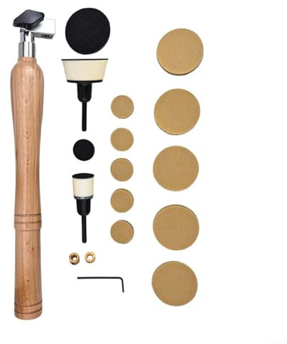 Bulevisiter Kit di 55 utensili per levigatrice a ciotola con manico in legno duro, supporto per cuscinetti, mandrino per pastiglie, dischi abrasivi per levigatrice a ciotola, kit per levigatura tornio