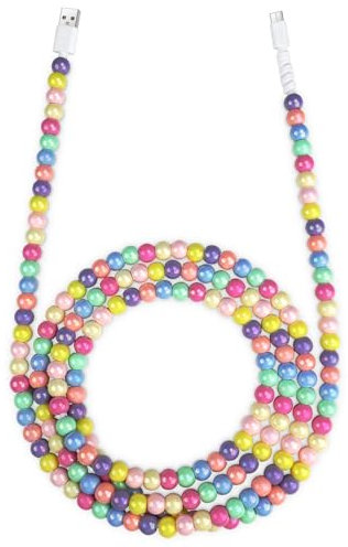 Aolcev USB C Charger Cable 2m 66W [MFi Certified] Type C Cable Fast Charging Beaded Phone Charger Cute Pearl USB to USB C Cables for iPhone 17/16 Pro Max, Samsung Galaxy S25 Ultra, iPad 11th-Colorful