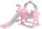 Warmiehomy Kids Swing and Slide Set for 1-3 Years Toddler | Indoor/Outdoor Baby Playground with Safety Harness | CE Certified PP Plastic Climbing Frame for Gardens, Nursery & Backyards, Pink (Pink-A)