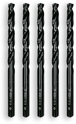 DelitonGude 8.0mm HSS M35 Cobalt Twist Drill Bits for Metals | 5pcs,Round Shank Suitable for Steel,Stinless Steels,Cast Iron and Other Metals