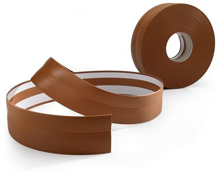 Quest Weichsockelleiste Selbstklebend 32 mm x 23 mm - PVC Sockelleiste, Abschlussleiste - Knickleiste für Innenbereich, Wand, Boden - Flexibel, Dicht, Dekorativ (Hellbraun, 5m)
