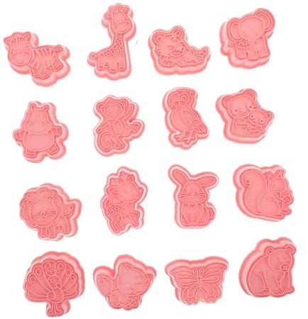 TOPBATHY Juego De 16 Cortadores De Galletas De Zoo De Plástico Para Hornear y Fondant De Limpiar