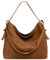 Caspar große Vintage Leder Schultertasche lässige Damen Handtasche aus Wildleder mit Reißverschluss - PREMIUM LINE - Modell No.816 - Made in Italy, Farbe:cognac