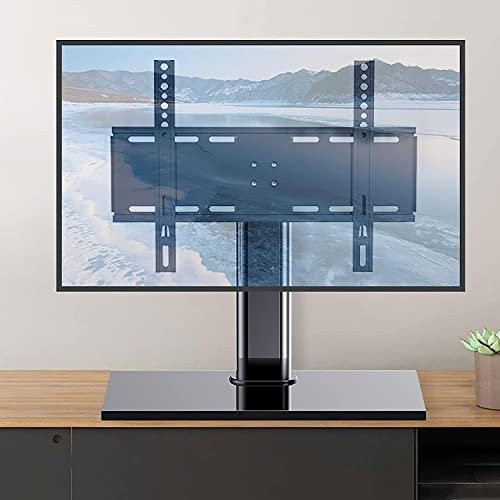 Soporte universal para TV, soporte multifunción para TV de sobremesa, base de TV de sobremesa ajustable en altura con base de vidrio templado, compatible con televisores de 26 a 55 pulgadas, soporta