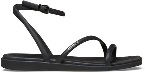 Crocs Miami Damen-Sandalen mit Knöchelriemen, flach, Schwarz, Größe 41, Schwarz, 41/42 EU