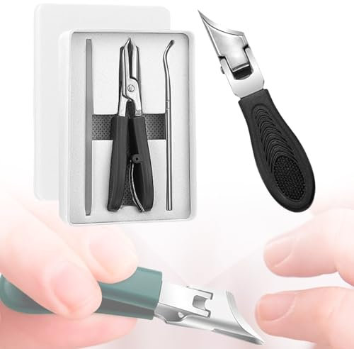 Eagle Beak Angled Nail Clippers 3-Piece Set, Angled Nail Clippers, Wide Green Eagle Beak Nail for Thick, Ingrown with Anti-Splash Design (Black)