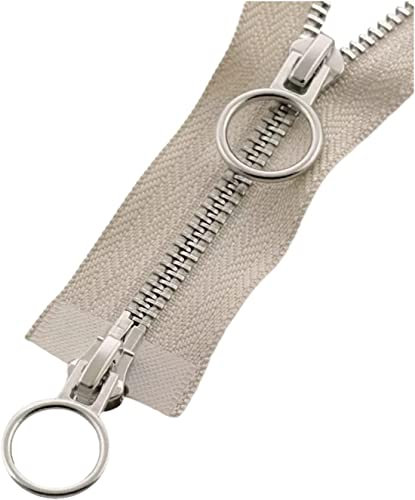 Cerniere lampo per cucire Cerniera for borse, cerniere, cerniere da cucito, 1 pz 5# Cerniera in metallo con doppio cursore e blocco automatico for cappotti, piumini,(White,70cm)