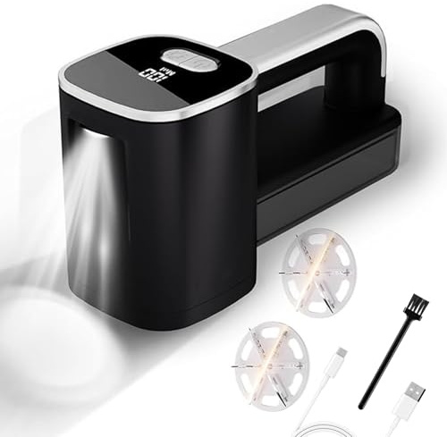 Rechargeable Fabric Shaver, 90000RPM High Speed with 6-Blade, 2000mAh 3 Speed Settings Digital Display for Clothes, Sofa & Bedding