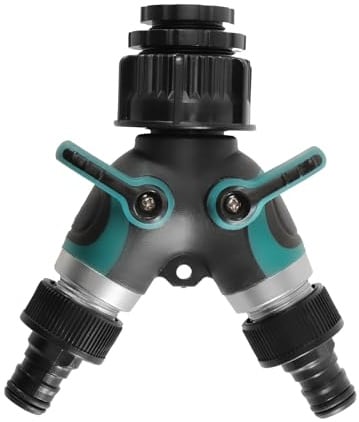 Tulov 2 Wege Wasserverteiler mit Absperrhähnen für 1/2, 3/4 & 1 Zoll | Robuster Schlauchverteiler mit 2 separat absperrbaren Anschlüssen für Gartenschlauch, Waschmaschine und Gartenbewässerung