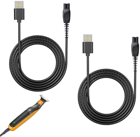 2 Pcs Câble de Charge USB 5V compatible avec Philips OneBlade QP2734 QP2724 QP2824 QP2834 QP4631MG7910 MG5910 MG9510 MG9520 5V 1A USB Cable pour Rasoir Fit pour Phillips