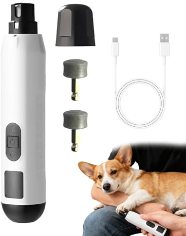 FunnAura 5 Speed Dog Nail Grinders, USB Charging Low Noise Pet Nail Grinder for Dogs Claw with Led Light Replaceable Grinding Head