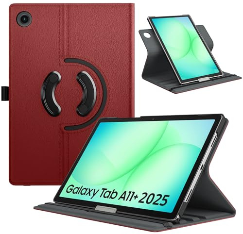 TiMOVO Drehbare Hülle für Samsung Galaxy Tab A11+ Plus 11, Wein Rot | Kompatibel mit SM-X230/X236/X238, 90° Rotations-Stand, Auto Aufwachen/Schlafen