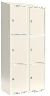kaiserkraft | 3er-Schließfachschrank Fydor | 2 Abteile | Weiß | B 800 mm | schräge Dachform | Vorhängeschloss
