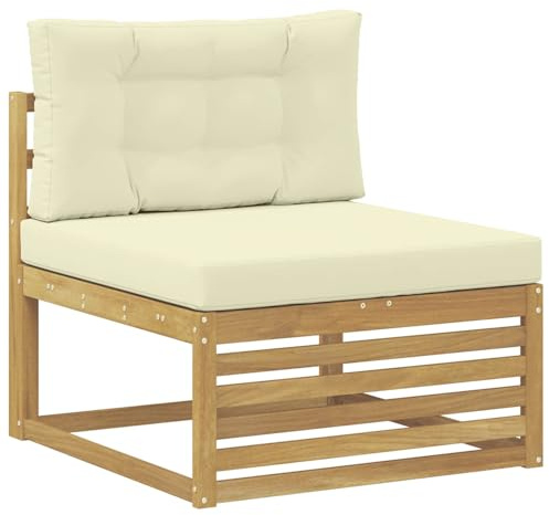 vidaXL Outdoor Mittelsofa Massivholz Akazie Weiß 83 x 79 x 73 cm, Elegante Balkonmöbel, modernes Gartendesign, widerstandsfähig, pflegeleicht, modulare Gestaltung