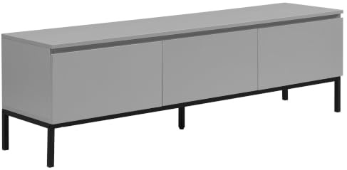 FineBuy Lowboard 150x37x46 cm Grau mit 3 Schubladen, Grifflos | TV-Kommode puristisch, Fernsehschrank für Fernseher bis 65 Zoll, Fernsehtisch minimalistisch