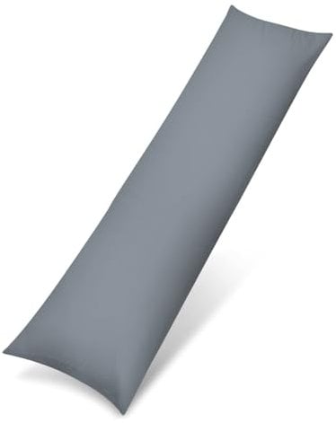 Rohi Bolster Pillow Cases - Soft & Breathable Polycotton Long Pillow Cover - Bolster Pillow Case (5ft (60) Kingsize Bed, Grey)