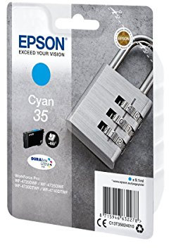 Epson Original 35 Tinte Schloss (WF-4720DWF, WF-4725DWF, WF-4730DTWF, WF-4740DTWF), cyan