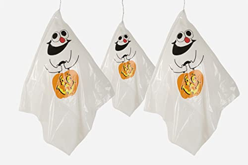 SHATCHI-446 3 Haunted Halloween Hanging Ghost Spooks Scary Party Decoration Balloon Indoor Outdoor Tree Garden Spooky Celling Window, White