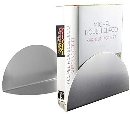 Buchstützen aus Edelstahl | BOOKTWINS 2er-Set feinmatt gebürstet | Ofform Design | Nr.47210